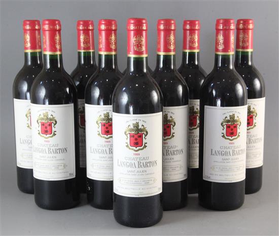 Ten bottles of Chateau Langoa Barton, 1989.